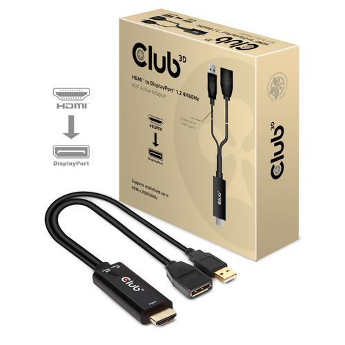 CLUB3D ADATTATORE ATTIVO DA HDMI A DISPLAYPORT 1.2 4K60HZ M/F BLACK